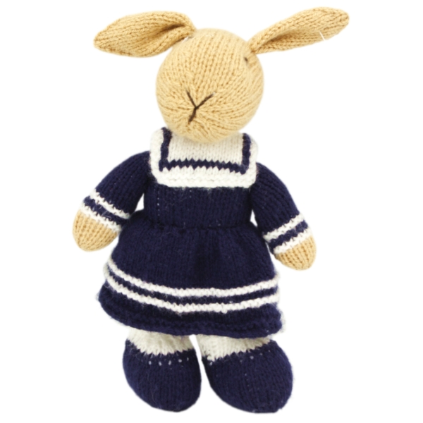 Hand Knitted Rabbit wearing a Sailors outfit 