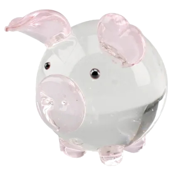 Glass Clear and Pink Pig
