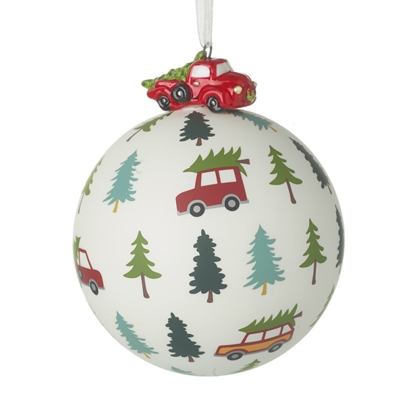 Hand Blown Red Car Glass Bauble