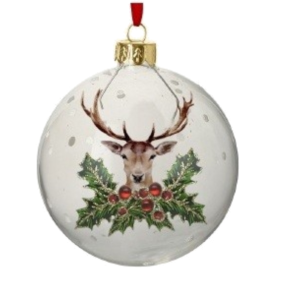 Glass Painted Stag Bauble Decoration