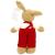 Hand Knitted Rabbit wearing in Red Dungarees - view 2