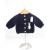 Crochet Navy Blue Cardigan, Embellished with Grey Rabbit, Wearing a White Jumper, Size 0-3 Months - view 1