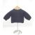 Crochet Navy Blue Cardigan, Embellished with Grey Rabbit, Wearing a White Jumper, Size 0-3 Months - view 2